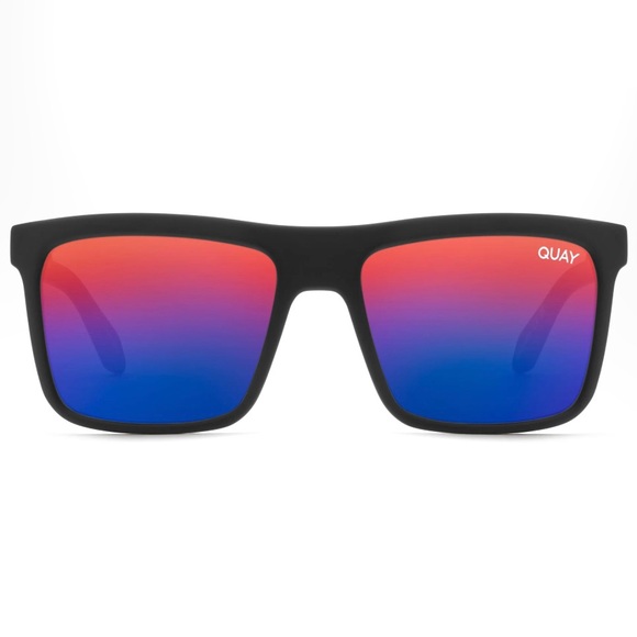 QUAY Let It Run Sunglasses Black Frame Purple Red Yellow Rainbow Lenses Unisex - Picture 2 of 9